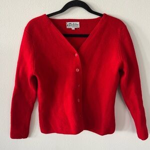 Red wool feel cardigan